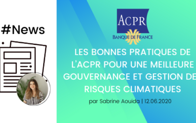 Les bonnes pratiques de l’ACPR pour une meilleure gouvernance et gestion des risques climatiques